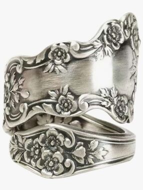 925 Sterling Silver Oxidized Spoon Ring- Adjustable.